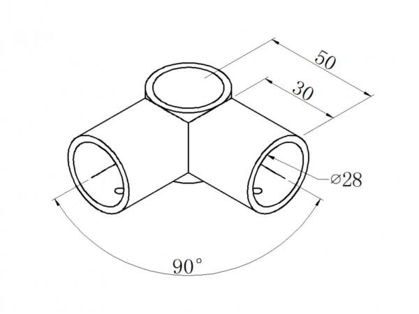 Black ABS plastic 2-way joint