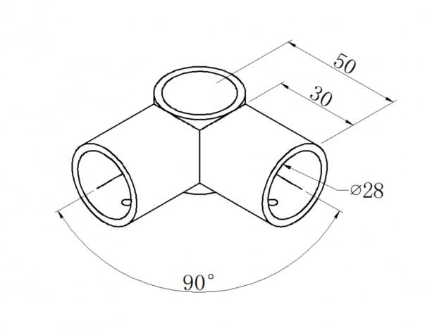 Black ABS plastic 2-way joint