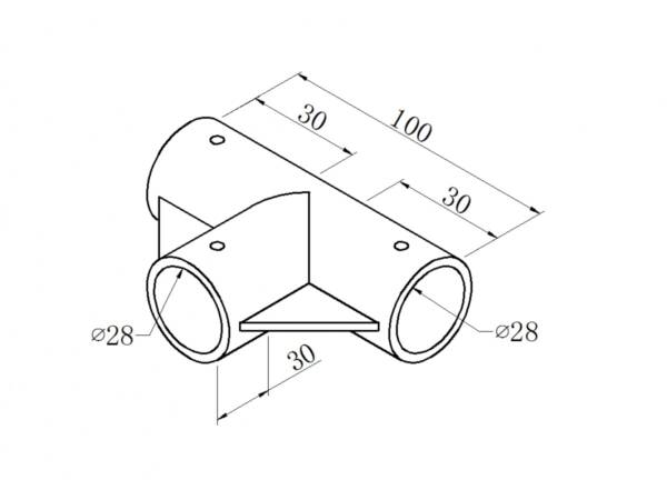 Black ABS plastic 3-way joint
