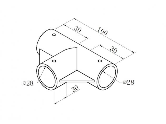 Black ABS plastic 3-way joint