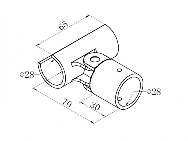 Black ABS plastic adjustable open T-joint
