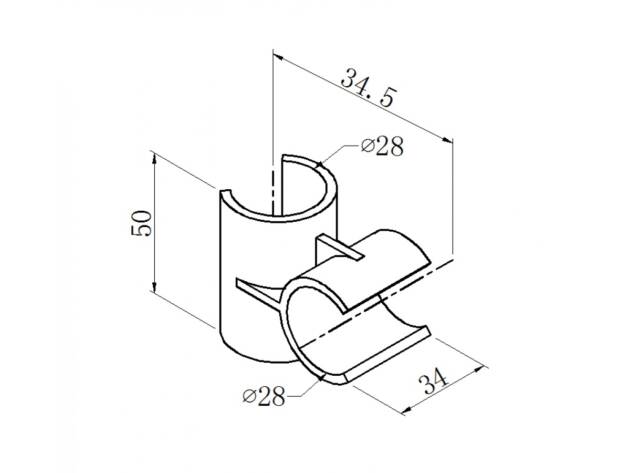 Black ABS plastic open cross joint