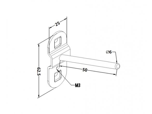 Workbench hook, model 1, single hook, length 50mm