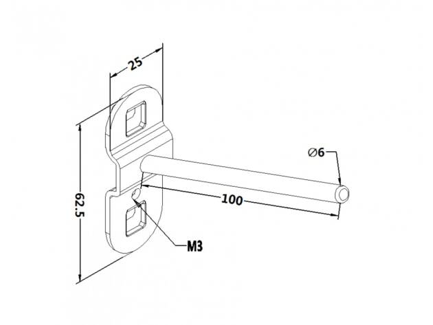 Workbench hook, model 1, single hook, length 100mm
