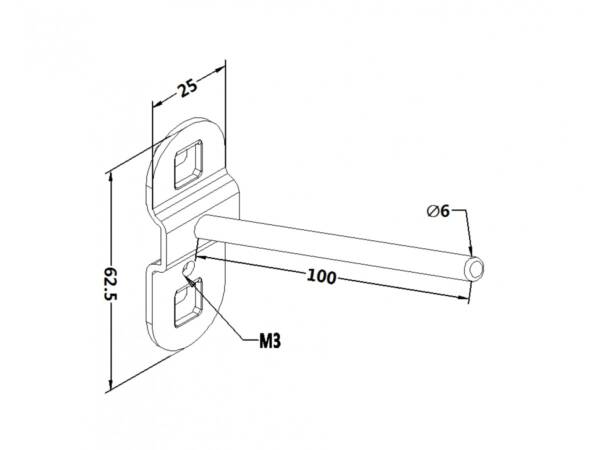 Workbench hook, model 1, single hook, length 100mm