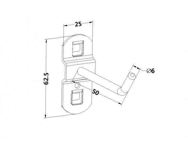 Workbench hook, model 2, single hook, length 50mm