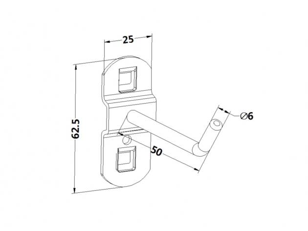 Workbench hook, model 2, single hook, length 50mm