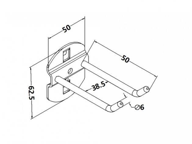 Workbench hook, model 3, double hook, length 100mm