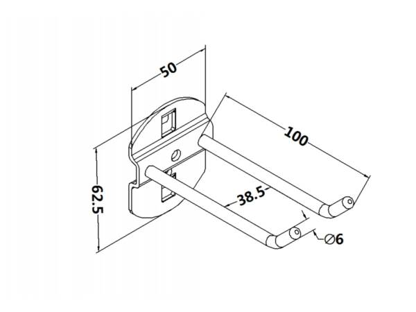 Workbench hook, model 3, double hook, length 150mm