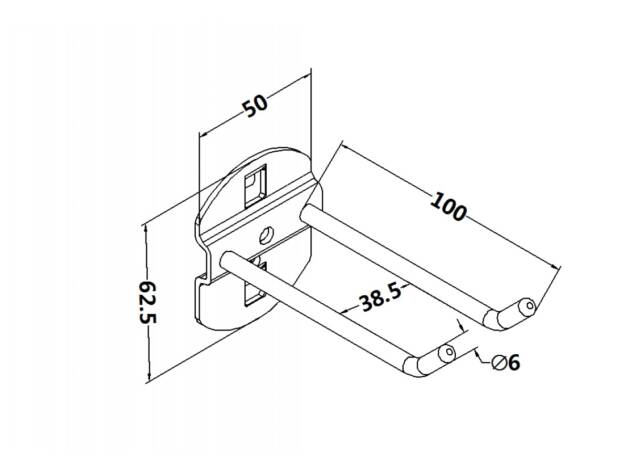 Workbench hook, model 3, double hook, length 150mm
