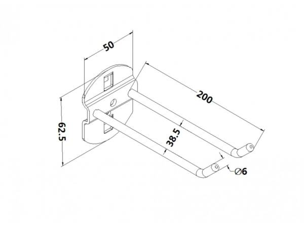 Workbench hook, model 3, double hook, length 200mm