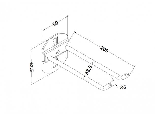 Workbench hook, model 3, double hook, length 200mm