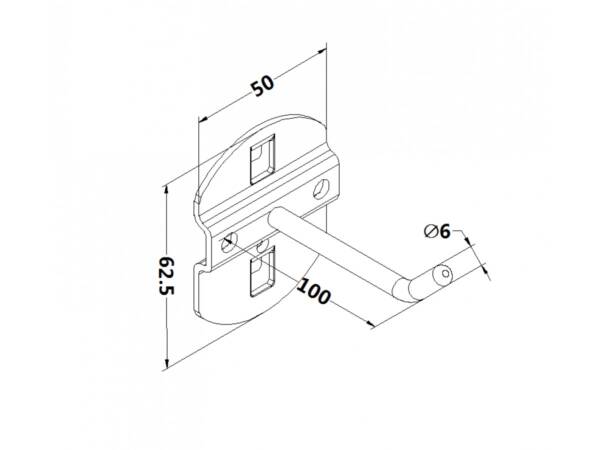 Workbench hook, model 4, single hook, length 100mm