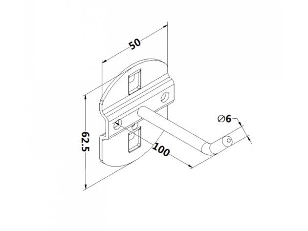 Workbench hook, model 4, single hook, length 100mm