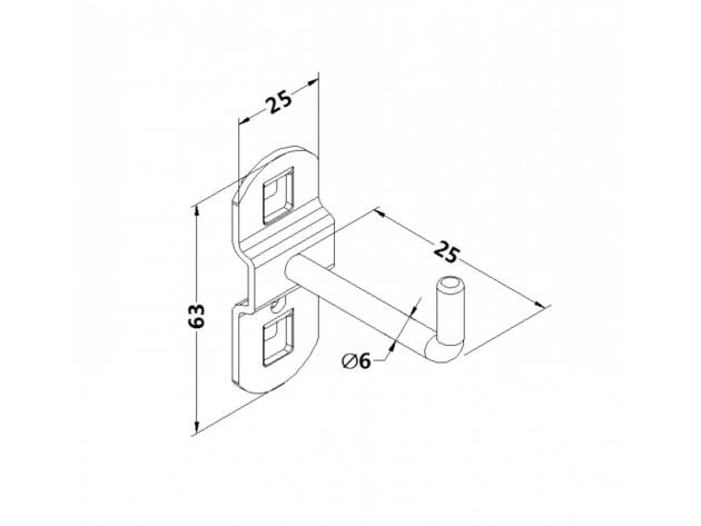 Workbench hook, model 5, single hook, length 25mm