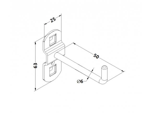 Workbench hook, model 5, single hook, length 50mm