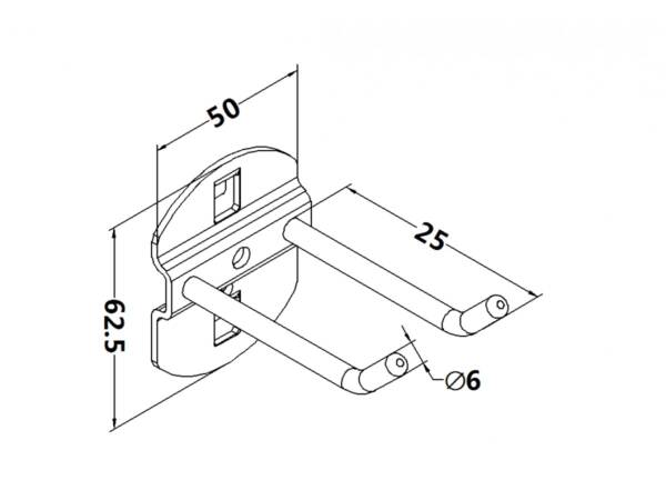 Workbench hook, model 6, double hook, length 25mm