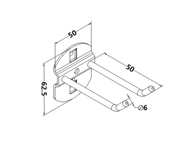 Workbench hook, model 6, double hook, length 50mm