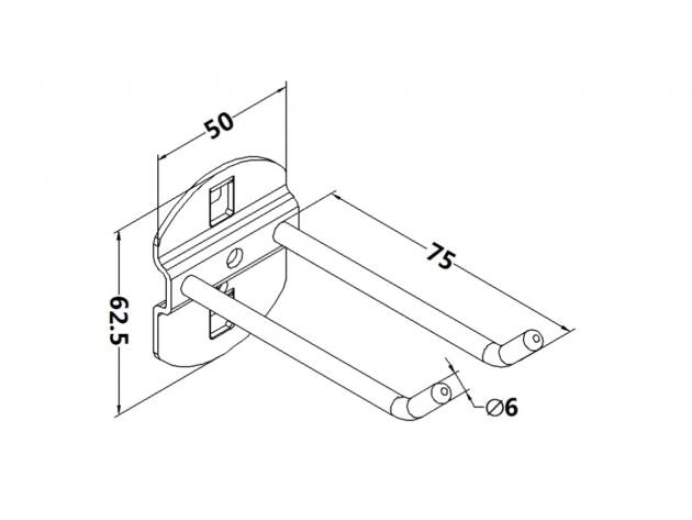 Workbench hook, model 6, double hook, length 75mm