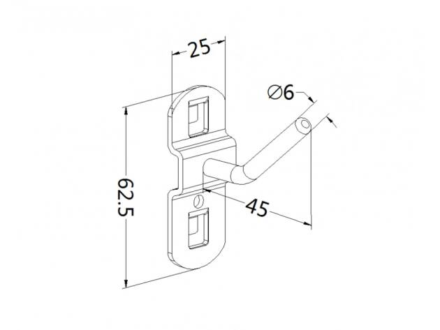 Workbench hook, model 7, single hook, length 45mm