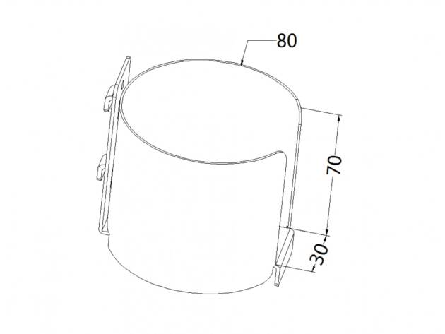 Cup holder, model 20, length 80mm, width 70mm