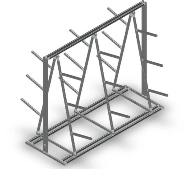 Draagarmstelling dubbel zijdig 6 posities - 2100x820x1750mm - 180kg