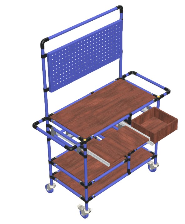 Mobiele werkplek met lades en perfopaneel LF009 - 1350x450mm - 250kg