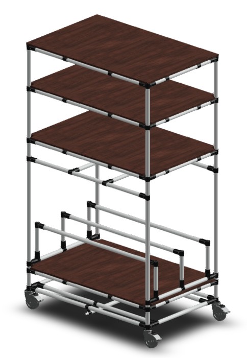 Orderpickkar met 4 lades en platenopslag LF010 - 1090x695mm - 300kg