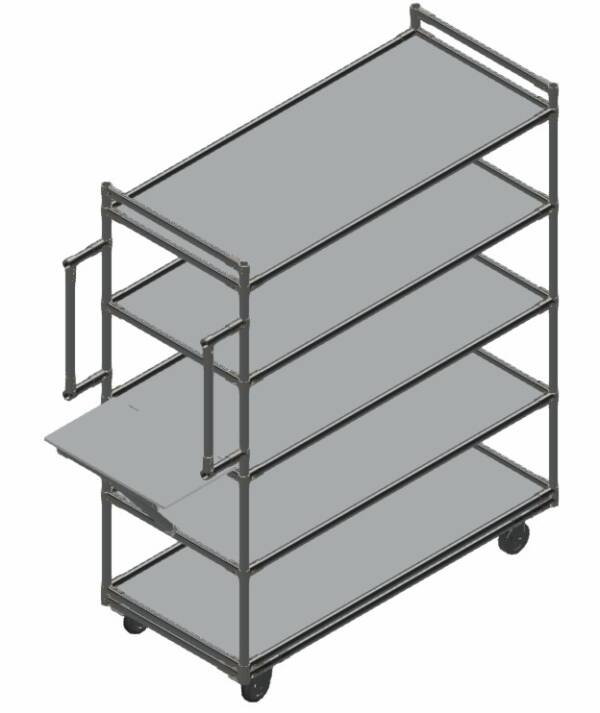 Kitting kar met 5 niveau's en wegklapbare schrijfplank LF011 - 1280 x 580mm - 250kg