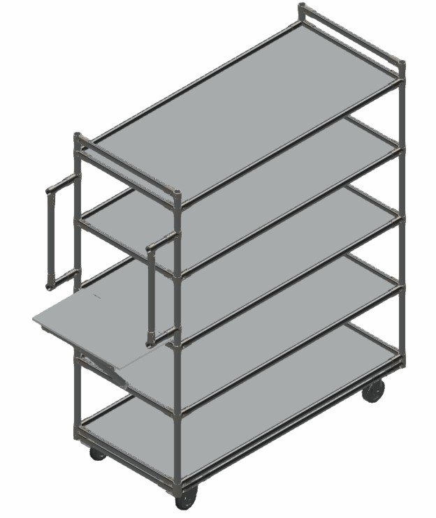 Kitting kar met 5 niveau's en wegklapbare schrijfplank LF011 - 1280 x 580mm - 250kg