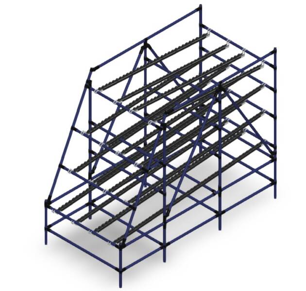 Flowrek met 3 niveau's en retour LF012 - 1075 x 2250 mm - 600kg