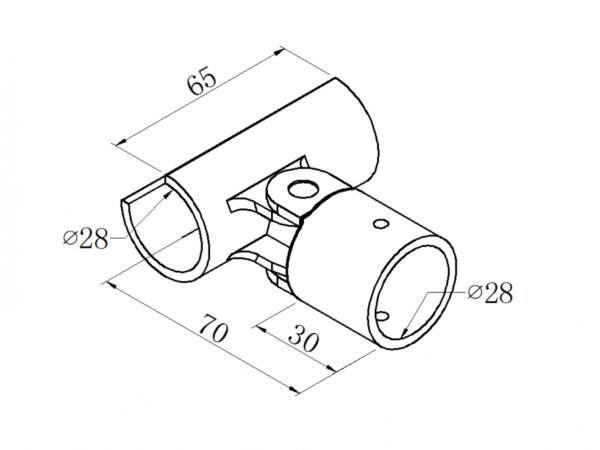 Black ABS plastic adjustable open T-joint