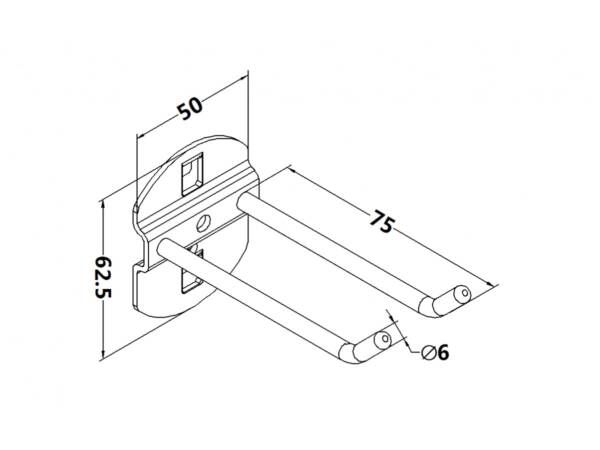 Workbench hook, model 6, double hook, length 75mm