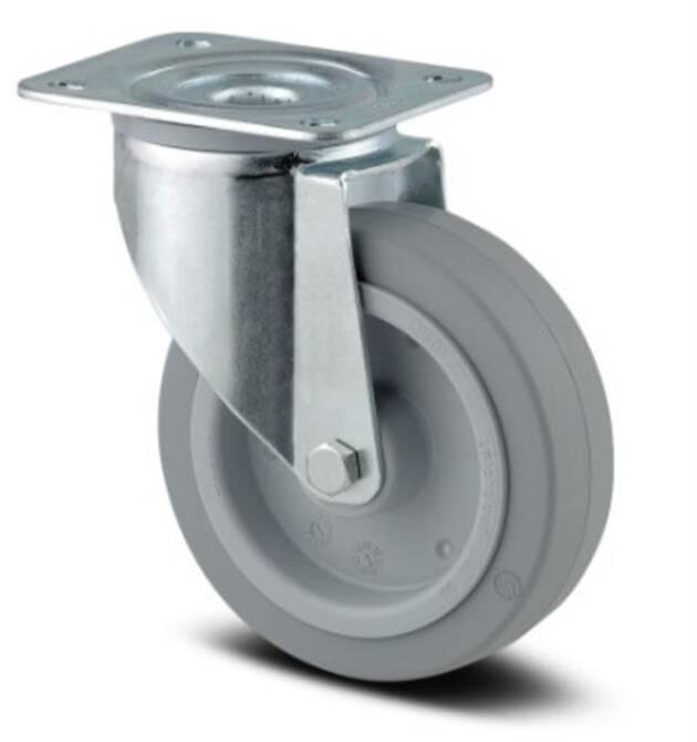 Zwenkwiel - TENTE 3470UFR100P62 - grijs rubber - dia 100mm - max 160 kg - 00065136