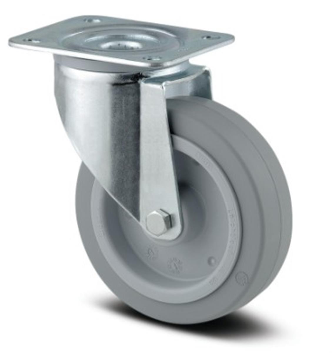 Zwenkwiel - TENTE 3470UFR100P62 - grijs rubber - dia 100mm - max 160 kg - 00065136