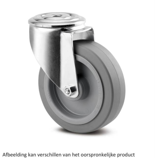 Zwenkwiel - TENTE 3470UFR100P30-13 - grijs rubber - dia 100mm - max 150 kg - 00064531