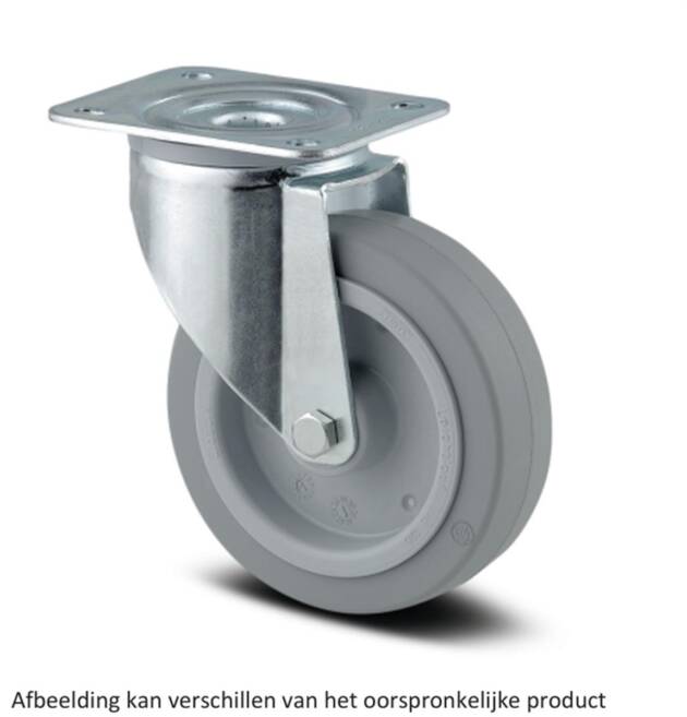 Zwenkwiel - TENTE 3470UFR100P62 - grijs rubber - dia 100mm - max 160 kg - 00065136