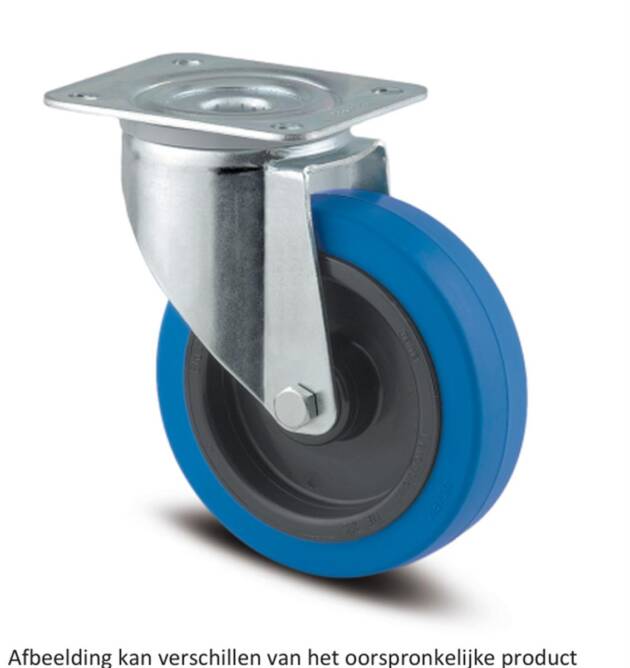 Zwenkwiel - TENTE 3470UFR100P62 - blauw rubber - dia 100mm - max 160 kg - 00065137