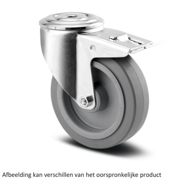 Zwenkwiel met dubbele rem - TENTE 3477UFR100P30-13 - grijs rubber - dia 100mm - max 150 kg - 00064531