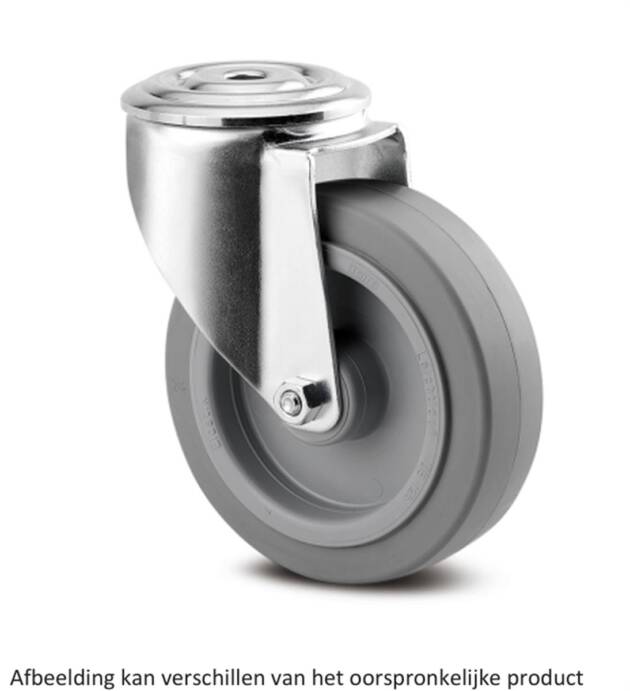 Zwenkwiel - TENTE 3470UFR125P30-13 - grijs rubber - dia 125mm - max 150 kg - 00061098
