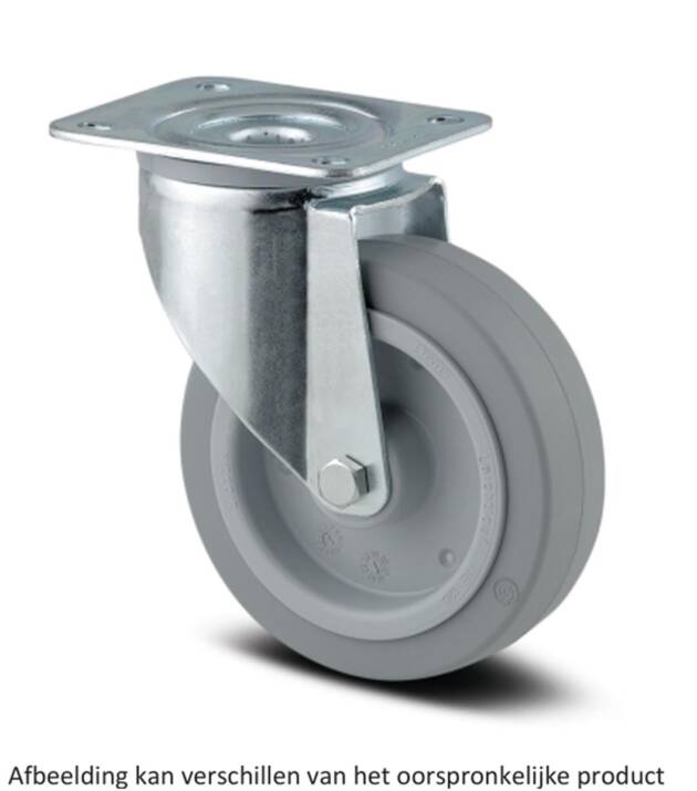 Zwenkwiel - TENTE 3470UFR125P62 - grijs rubber - dia 125mm - max 250 kg - 00001154