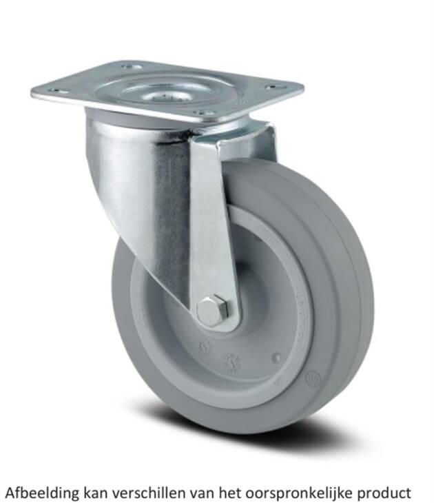 Zwenkwiel - TENTE 3470UFR160P63 - grijs rubber - dia 160mm - max 300 kg - 00030724