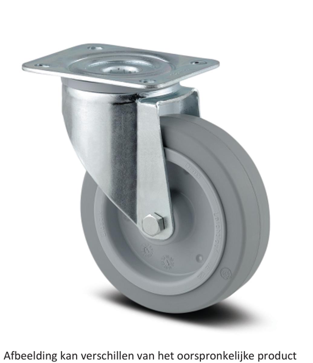 Zwenkwiel - TENTE 3470UFR160P63 - grijs rubber - dia 160mm - max 300 kg - 00030724