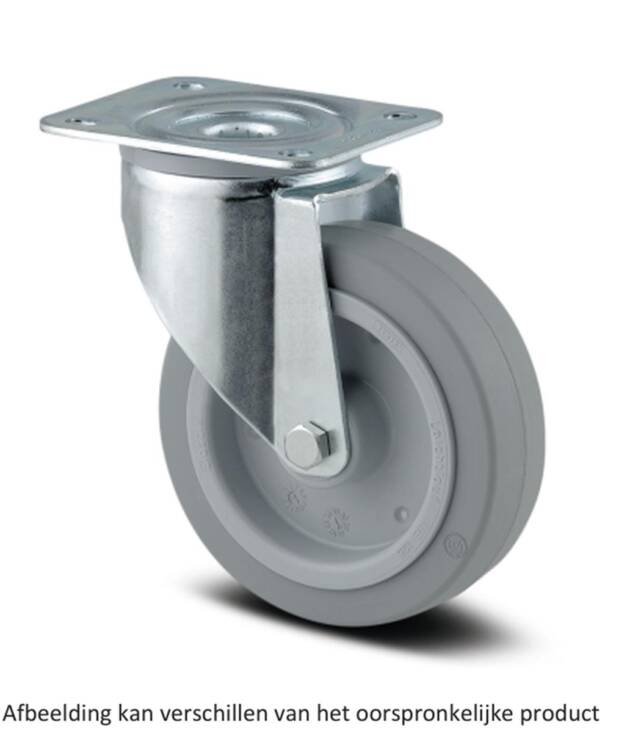 Zwenkwiel - TENTE 3470UFR200P63 - grijs rubber - dia 200mm - max 400 kg - 00037021