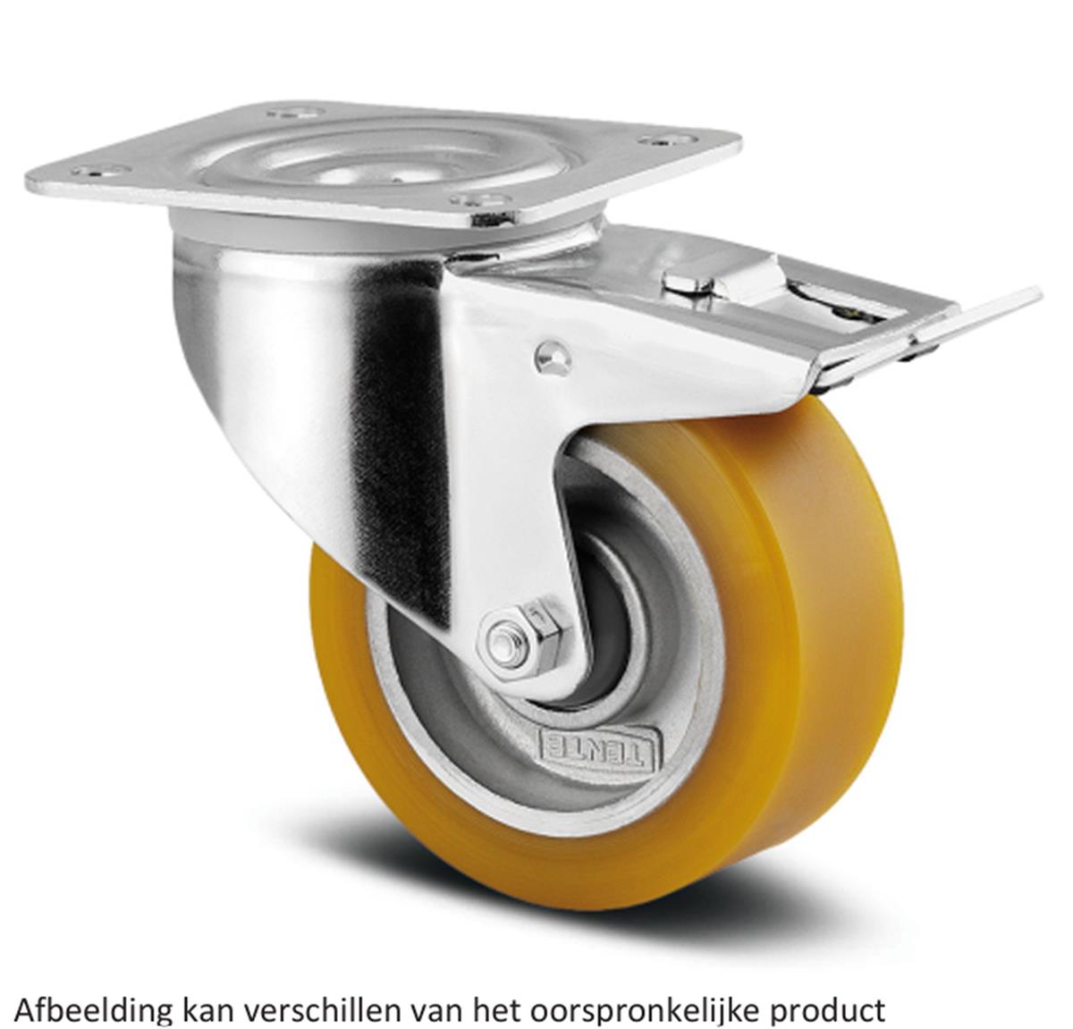 Zwenkwiel met dubbele rem - TENTE 3477ITP125P62 cv - polyurethaan - dia 125mm - max 250 kg - 00300917
