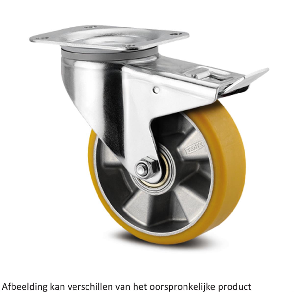 Zwenkwiel met dubbele rem - TENTE 3477ITP200P63 cv - polyurethaan - dia 200mm - max 350 kg - 00300848