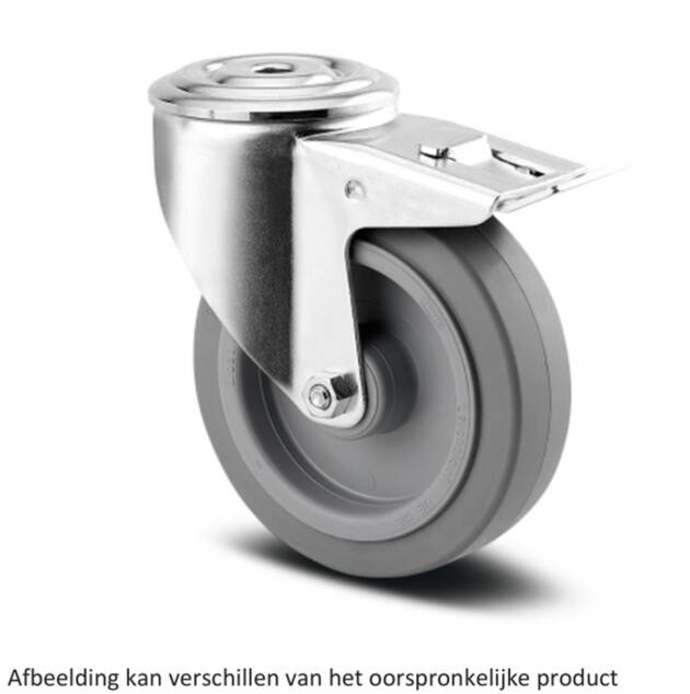 Zwenkwiel met dubbele rem - TENTE 3477UFR125P30-13 - grijs rubber - dia 125mm - max 150 kg - 00061114