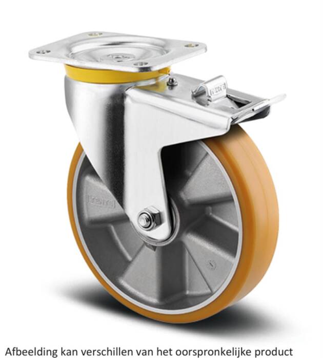 Zwaarlast zwenkwiel met dubbele rem - TENTE 4687ITP160P63 - polyurethaan convex - dia 160mm - max 800 kg - 00860775