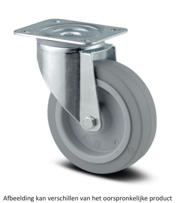 Zwenkwiel - TENTE 3470UFR100P62 - grijs rubber - dia 100mm - max 160 kg - 00065136