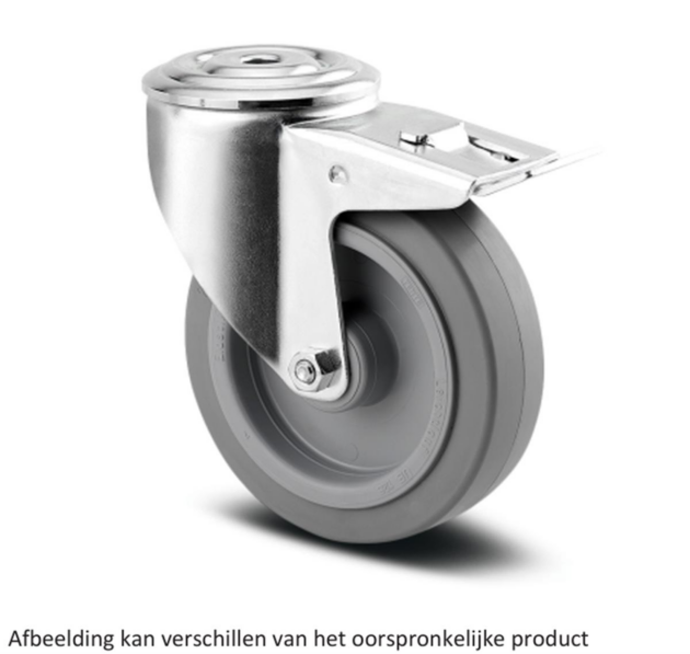 Zwenkwiel met dubbele rem - TENTE 3477UFR100P30-13 - grijs rubber - dia 100mm - max 150 kg - 00061112